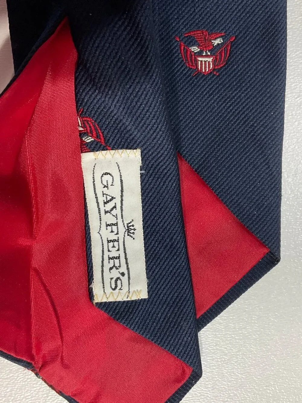 Razor Mens Navy Blue Tie with Patriotic Eagle USA Embroidered Pattern